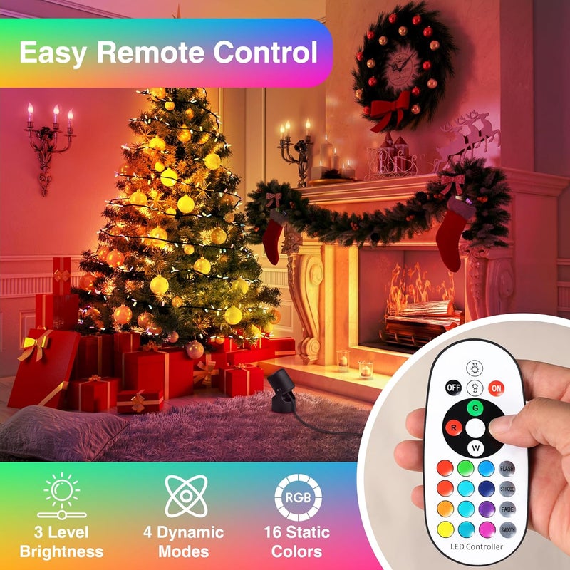 URTOM RGBW Christmas Spot Lights Indoor 6W Up Lights Indoor with Remote Control 16 Color Changing Uplighting Indoor 120V LED Spotlight Indoor Dimmable Uplights Indoor for Parties Plant Decor, 2 Pack - Image 2